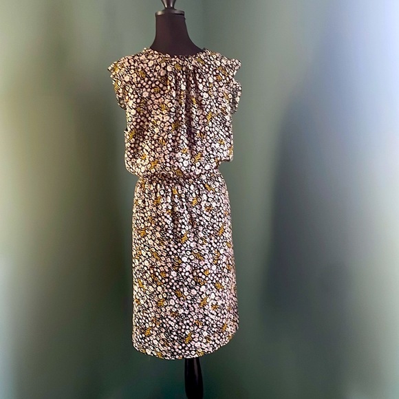 LOFT Black Floral dress with Yellow and White Accents - Picture 5 of 5
